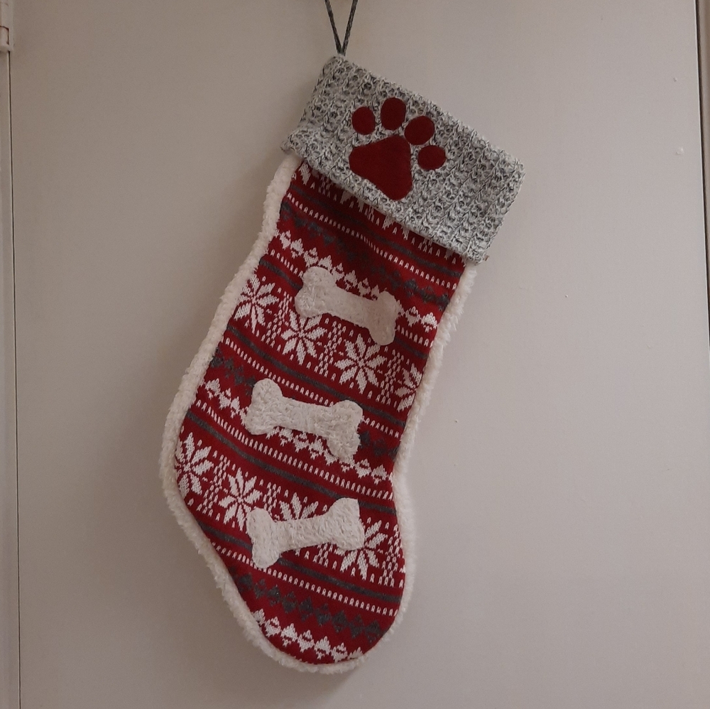 Knitted Dog Christmas Stocking
